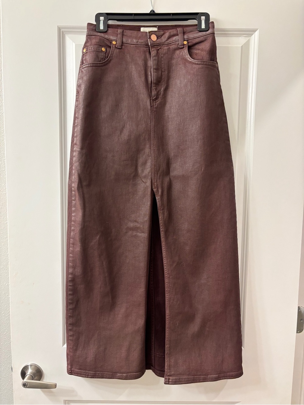 Pilcro Anthropologie Burgundy Denim Maxi Skirt
